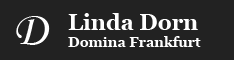 Logo: Linda Dorn - Domina Frankfurt in weißer Schrift auf schwarzem Hintergrund